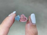 Rosa e Azul Anéis de Diamante de Laboratório Crescidos Anéis de Douro Branco