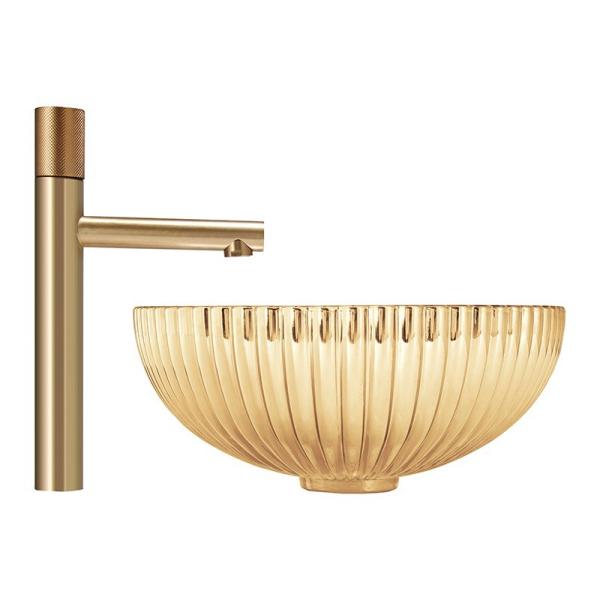 Oval Shape Crystal Glass Vessel Basins In 24K Gold Color Bathroom Sink Basin Bowl