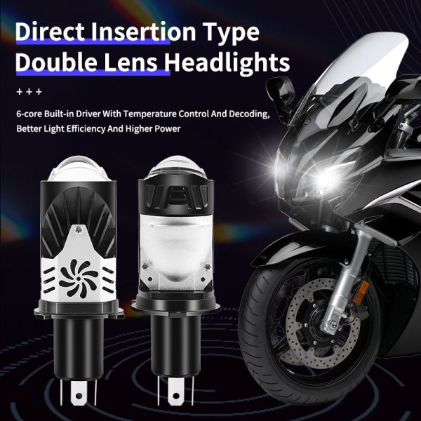 A60 H4 Dual Fish Eye LED Motorcycle Car Headlights With Dual Beam 7500LM