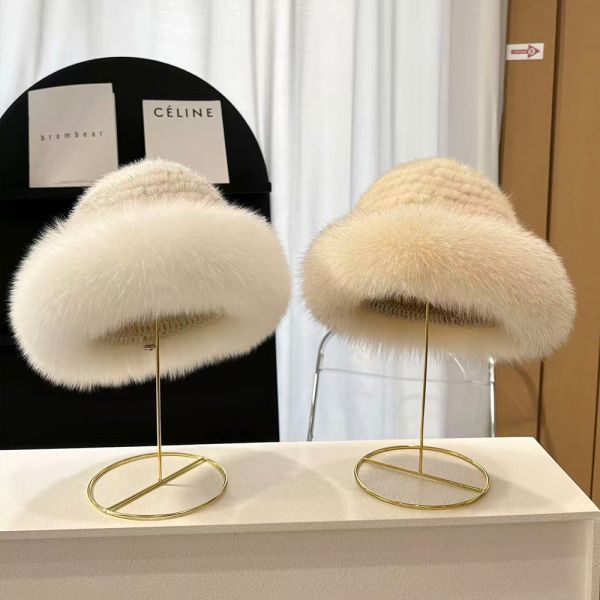 Faux Mink Faux Fox Fur Warm Fisherman Hats