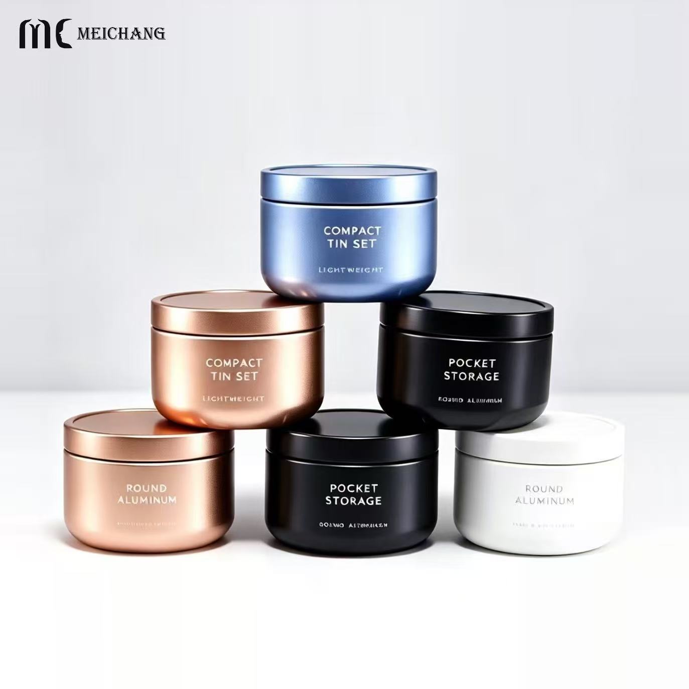 5-15g Refillable Aluminum Tin Jar with Screw-Top Lid for solid balm and skincare packaging(MC-807）