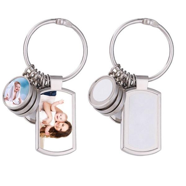 Porte-clés en métal vierge par sublimation avec 6 étiquettes rondes, porte-clés photo à faire soi-même