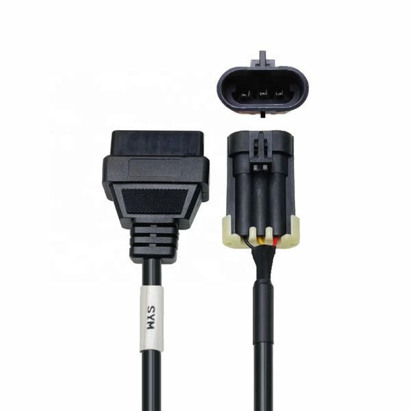 Motorcycle OBD2 Cable 3PIN To 16PIN OBD Adapter for SYM Motorbike 12V Voltage Delorean Car Fitment