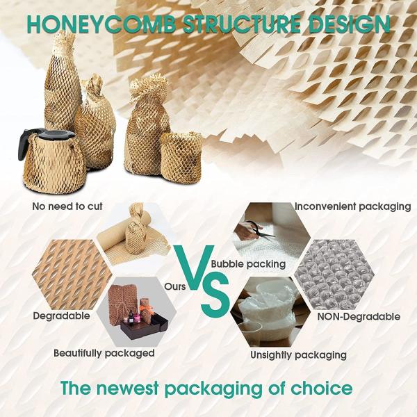 GDCX Recyclable Custom Size Honeycomb Packaging Paper White Honeycomb Cushion Paper Roll Brown Honeycomb Kraft Paper