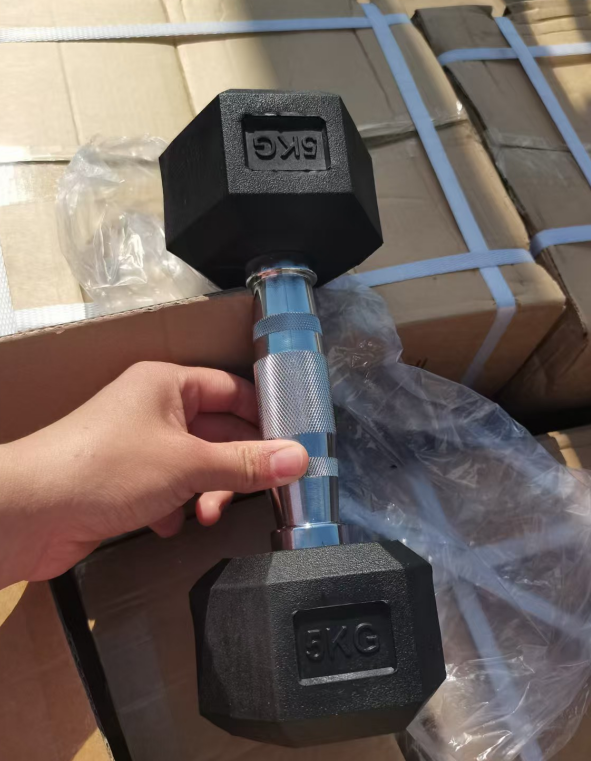 Commercial Fitness Hex Dumbbell Rubber Encased Gym Strength Training Weight Lifting Full Body Muscle Development Freeman Equipment