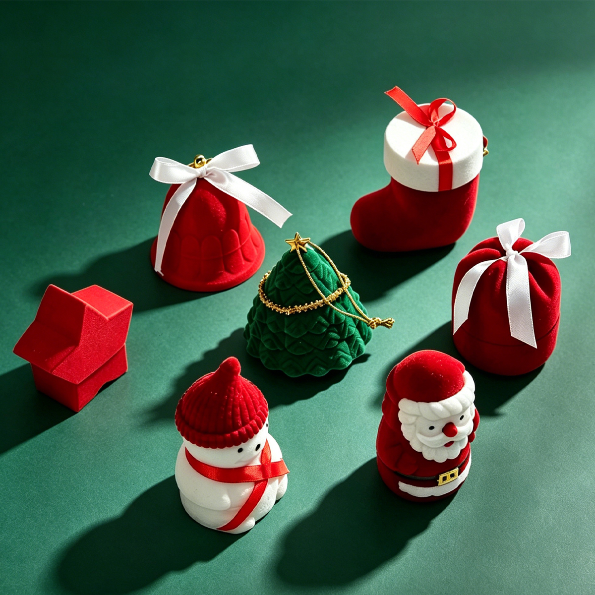 Private Label Christmas Shape Velvet Jewelry Case Velvet Ring Gift Boxes