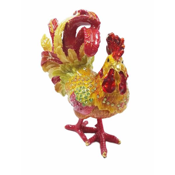 New arts and craft rooster metal jewelry box pewter  rooster trinket box  rooster decorative box