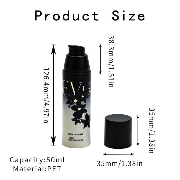 PET 50ml Cosmetic Lotion Bottle High Quality Airless Pump Bottle Hot Stamping Surface Coating Process