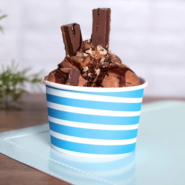 100 Pack Blue Sundae 7 Oz Disposable Paper Cups For Hot Drinks Water Ice Cream
