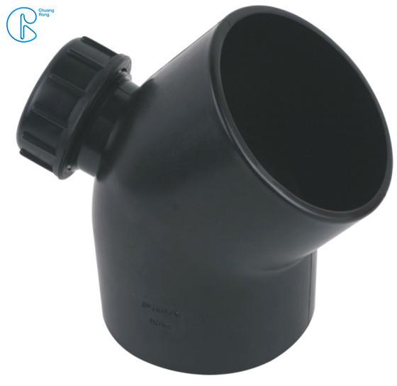 Black HDPE Drainage Fittings Siphonic 88.8 Degree Elbow With Inspection PN6 63mm 90mm 315mm