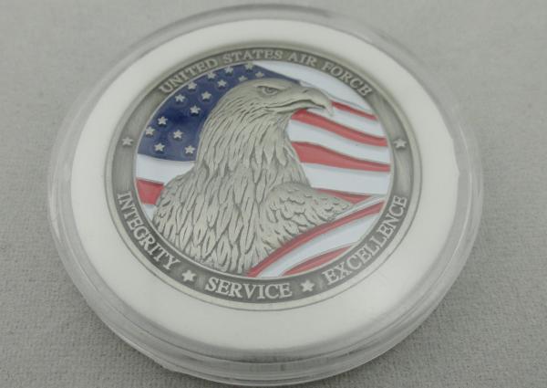 Zinc alloy Metal Double Sided Air Force Coin / Personalized Eagle Coin with Antique Silver Plating