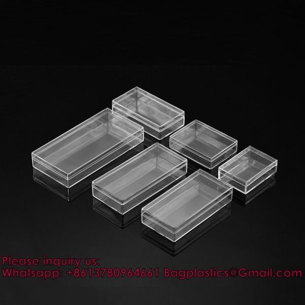 Acrylic Box Plastic Square Cube Clear PS Plastic Hinged Container Component Storage Box Food Storage, Gift Organizer, Component Containers Tool Boxes Clear