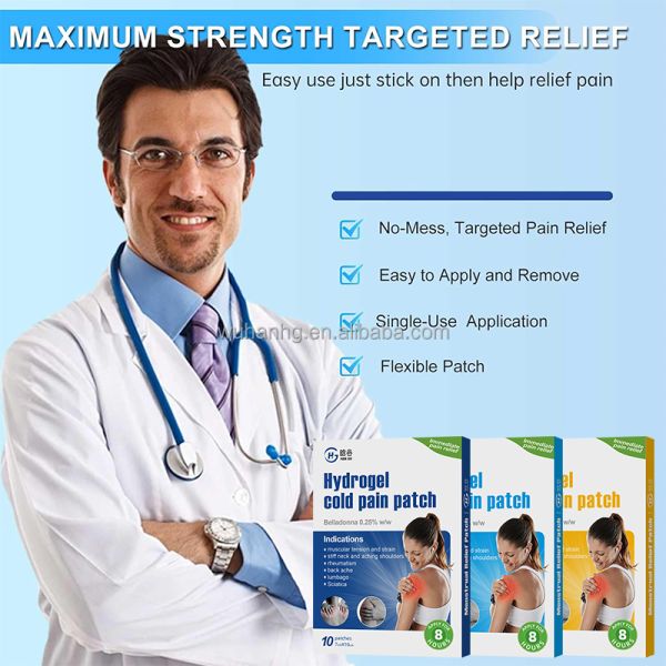 Hydrogel Cooling Pain Relief Patch Chinese Plaster 10x14cm Physical Compress Cold Gel