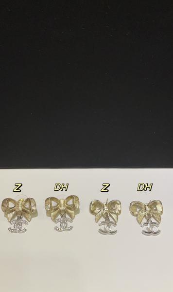 24K Gold Bow Silver Full-Diamond Double C Earrings 10mm