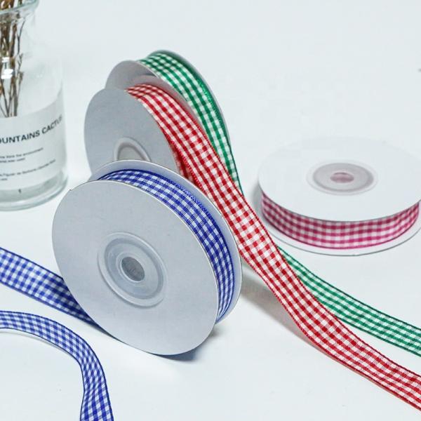 Jacquard 10mm Plaid Ribbon Wired Burlap Ribbon in Various Colors for and Customizable