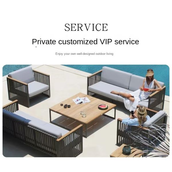 Modern Outdoor Aluminum Rattan Garden Sofa Chair Set Waterproof Eco-Friendly for Villa Apartment Courtyard & Leisure Lounge Use