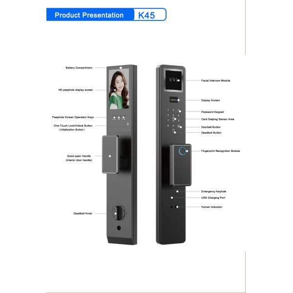 Smart Face Recognition Door Lock with Fingerprint, App Control & Multi-Access Unlock