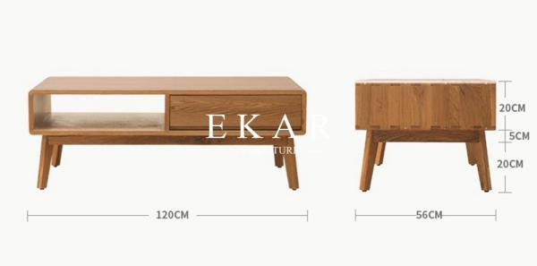 Rectangle Solid Wood Oak Nordic Design Contemporary Coffee Tea Table
