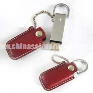 Movimentação 005 do flash de USB da caixa do metal e do couro