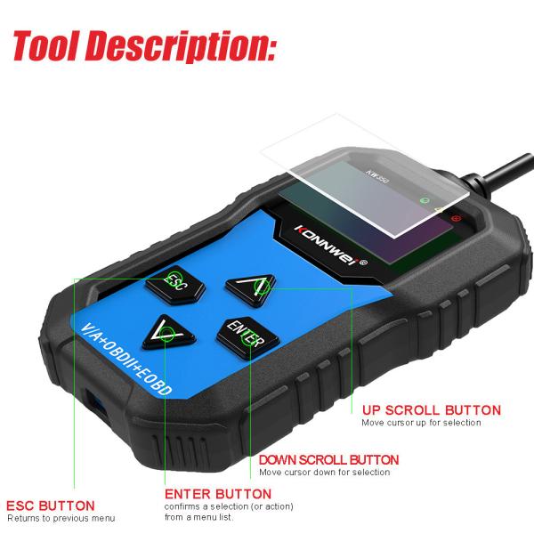 KW350 Konnwei Car Diagnostic Scanner For Engine Auto Air Condition HVAC Center Lock