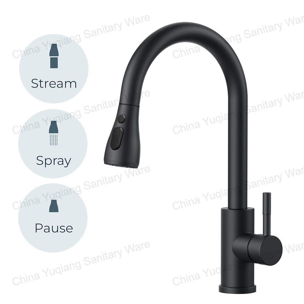 Pull Out Kitchen Faucet Made from 304 Stainless Steel Featuring 35mm Ceramic Cartridge and Two Flexible Stainless Steel Hoses 
