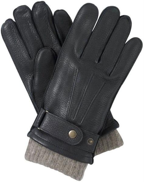 Wholesale custom deer skin leather wool lined black tight leather gloves with Belt