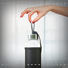 Clear Glass Water Bottles, Reusable Glass Juicing Bottles Protection Sleeve and Stainless Steel Leak Proof Lids