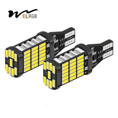 Não há erro 4014 45SMD 6000K Auto Bcakup Lâmpada traseira Lâmpada de travagem de cauda de carro Canbus WY16W W16W T15 lâmpada LED