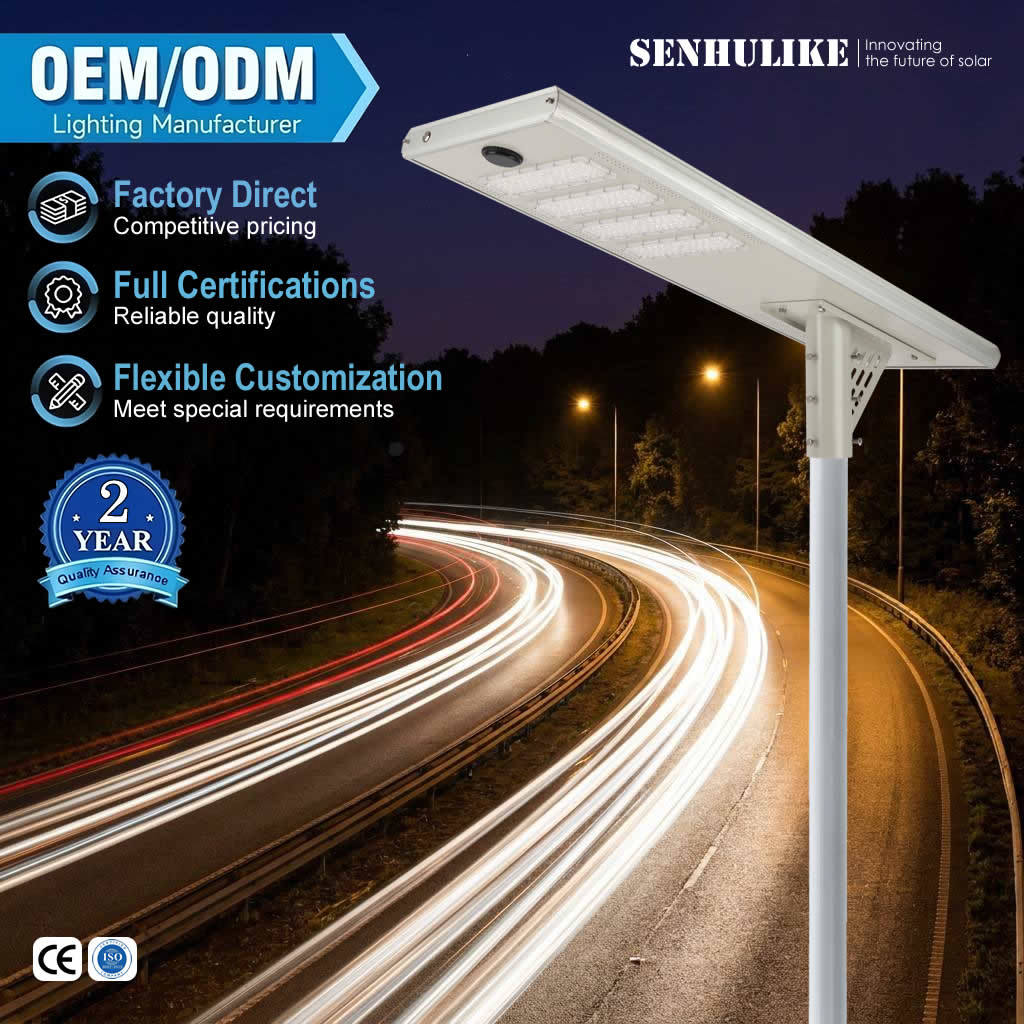 Solar Street Light All-in-One 200W White 4 Modules IP65 Waterproof Aluminum Built-in Li-ion Battery LED Lamp for Park Plaza