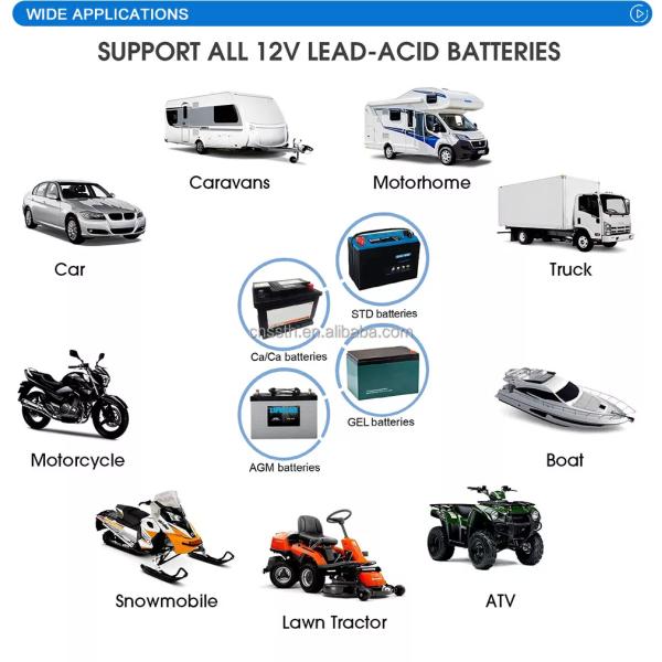 Cargador de baterías de automóviles de plomo a prueba de agua 2A 6A 6V/12V Cargador de baterías