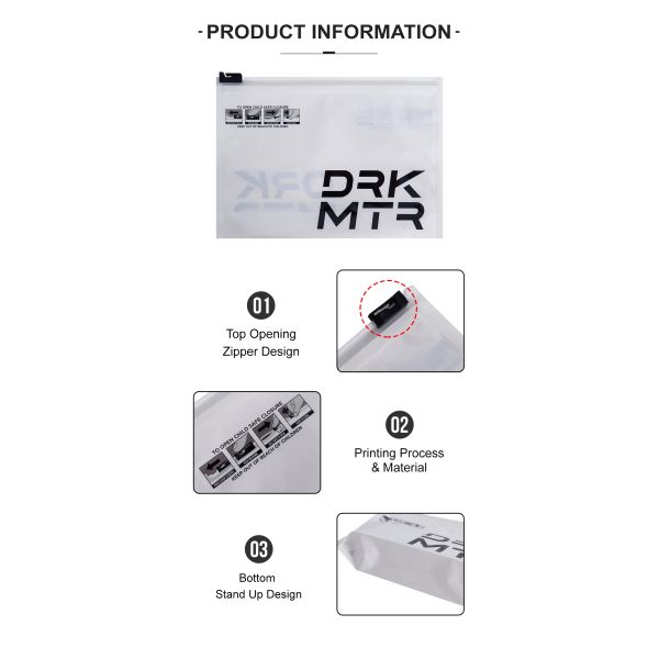 Custom BOPP Resealable Clothing Zipper Packaging Bag Zip Lock Bags Pouches With Logo For Apparel