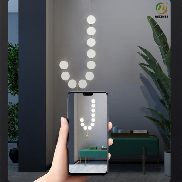 Nordic postmodern light luxury living room glass ball necklace line chandelier
