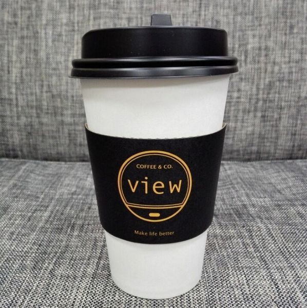 Изготовленные на заказ бумажные горячие рукави кофе Крафт, Компостабле кофе Слев