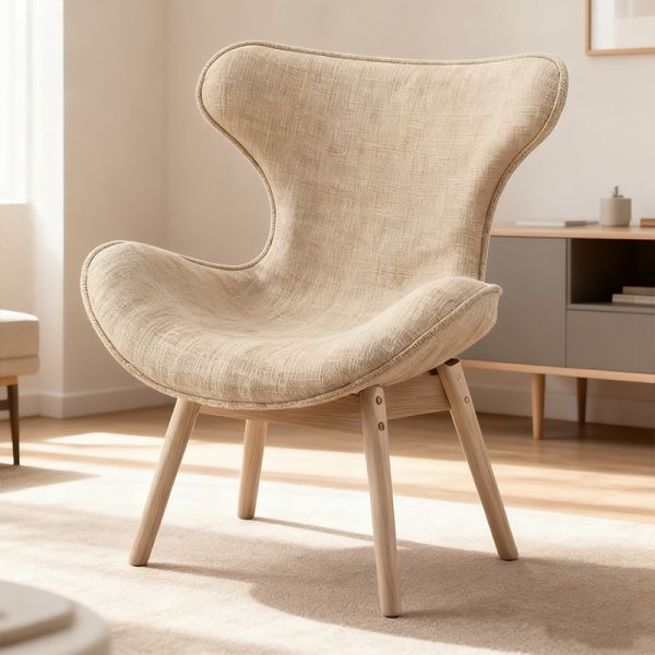 Modern Simple Casual Living Room Single Sofa Chairs Fabric Upholstered Lazy Lounge Chair Steel Legs Recliner Eco-Friendly Hotel