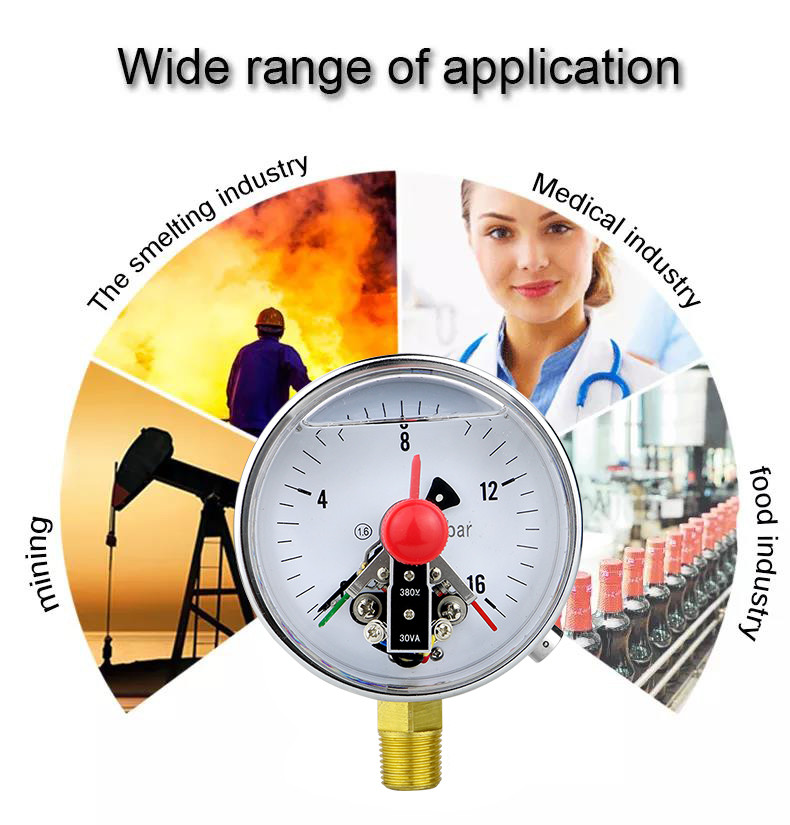 Electric Contact Pressure Gauge 1.6% Precision for M20*1.5 Thread and Vacuum Measurement