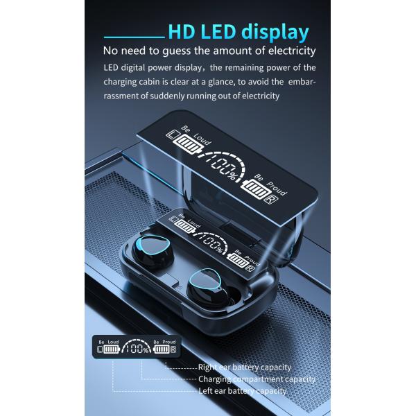 Длинные наушники M10 TWS Bluetooth спорт уменьшения шума положения боевой готовности 9D