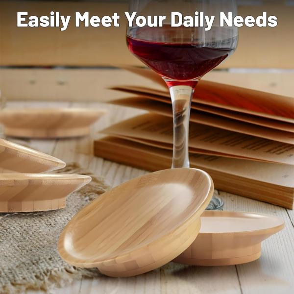 Make Your Party Stand Out Bamboo Wooden Wine Glass Topper for Wine Cup Bowl Coasters