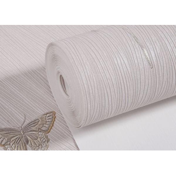 Embossed Rustic Floral and Butterfly Wallpaper Eco - friendly Vinyl Wall Coverings