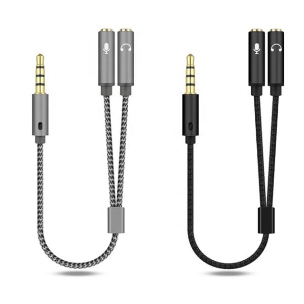 1 Input to 2 Output Y Shape 3.5mm AUX Stereo Audio Mic Headphone Splitter Adapter Cable