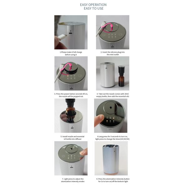 1.5w 2000mAh Essential Oil Aroma Diffuser Mini USB For Car