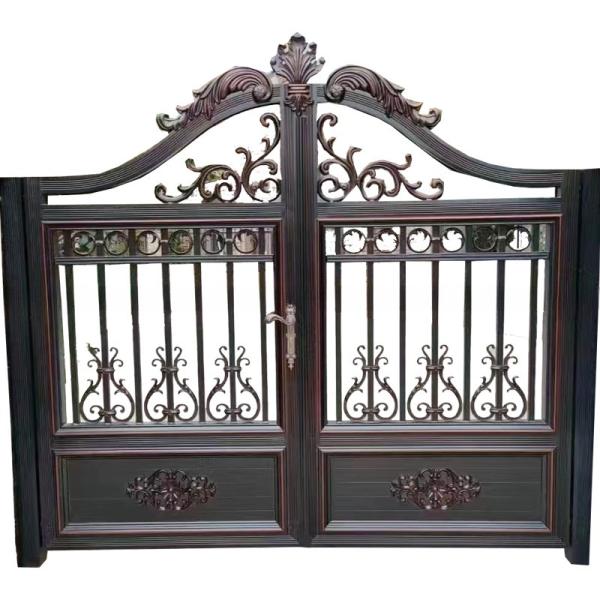Recyclable Black Riveted Joint Aluminium Fence Gate Swing Door Entrance