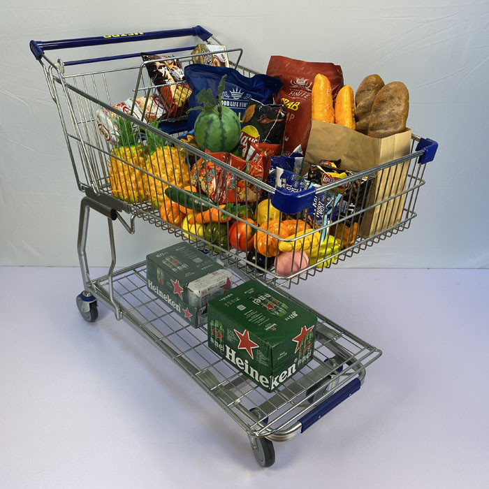 Metal Convenience Store Grocery Shopping Trolley 135L CE Certificate