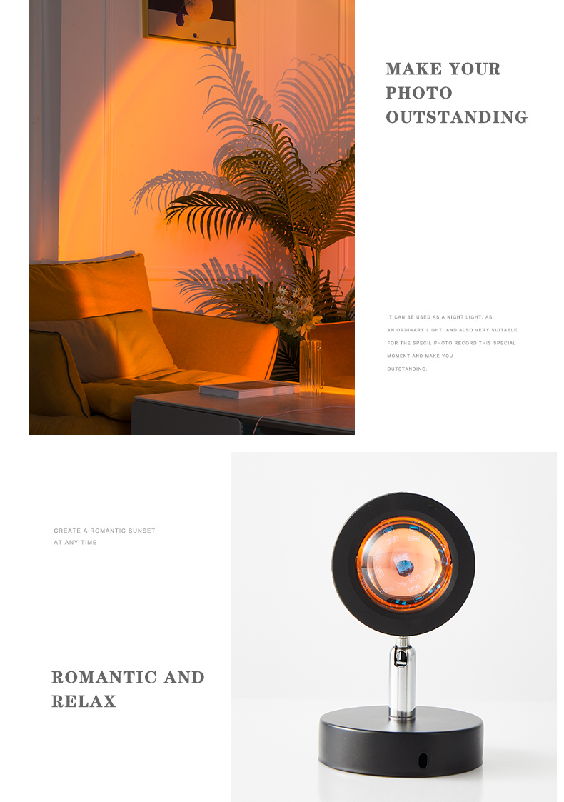 Sunset Lamp Led Projector Light 16 colors Modern Lamp RGB Night Light for Bedroom Rainbow Sunset Projection Floor Lamp