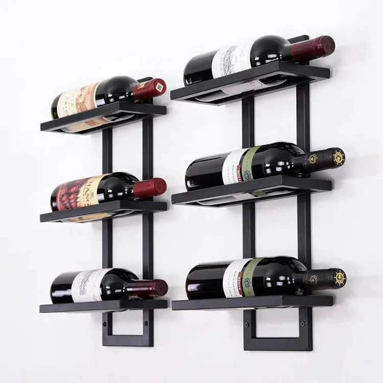 Wall-mounted Wine Rack (holds 9 Bottles) Black Metal Wine Bottle Rack Kitchen Storage