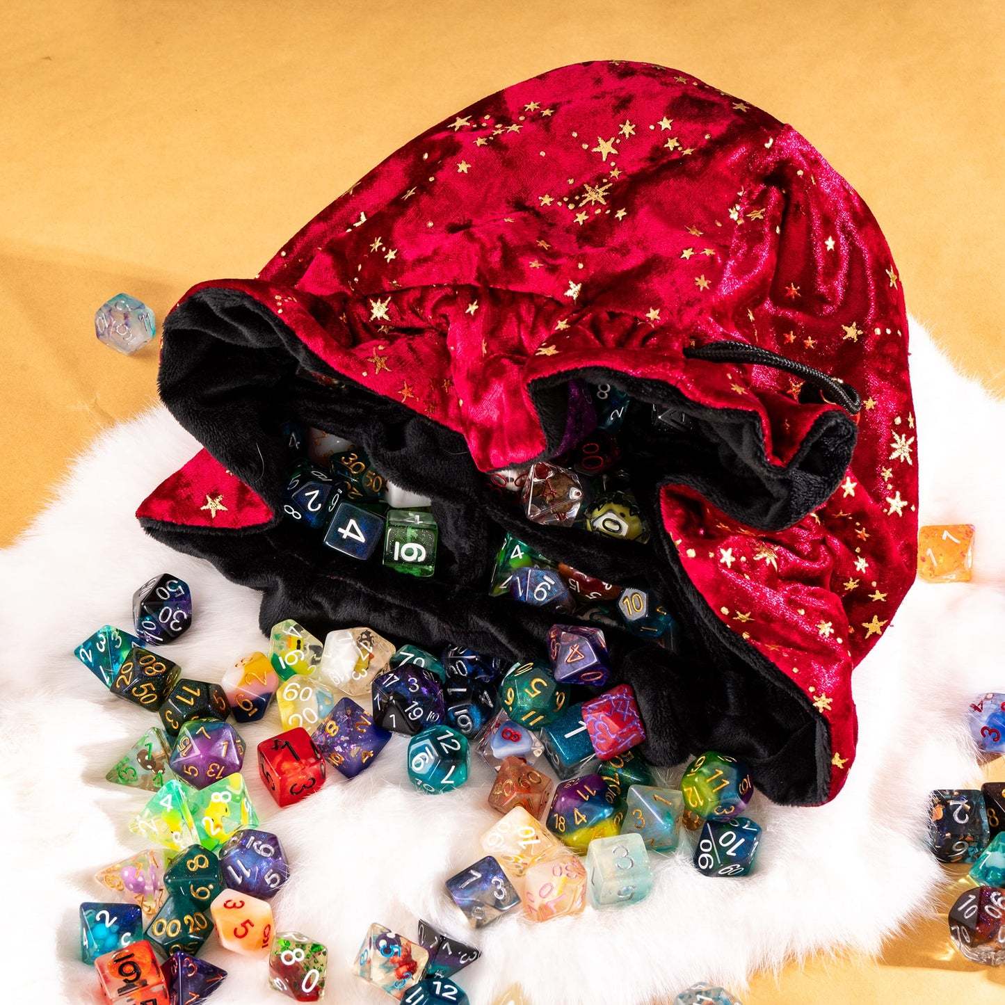 6 x 8 Inches Dice Bag with Drawstring Closure Holds Up To 50 Standard Dice for Tabletop Gaming