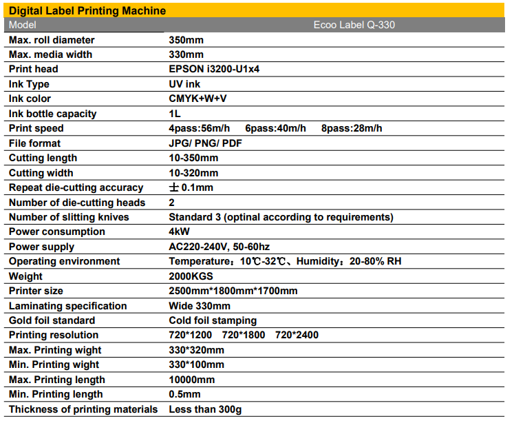 Ecoo Label IQ-330 Printing and Cutting Intergrated Machine
