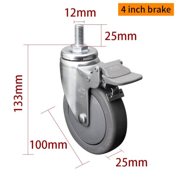 Light Duty Zinc Coating 4 Inch Swivel Caster Wheels 100mm 3714S-57