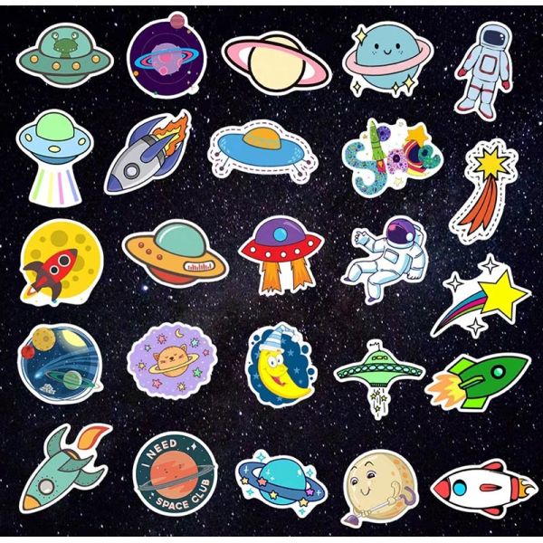 OEM Rocket Moon Planet Kiss Cut Stickers Astronaut Car Decal