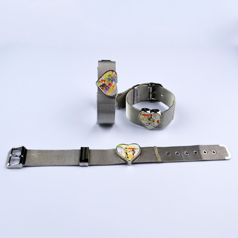 Heart Shape Stainless Steel Sublimation Charm Bracelet Blanks Cuff Bracelet