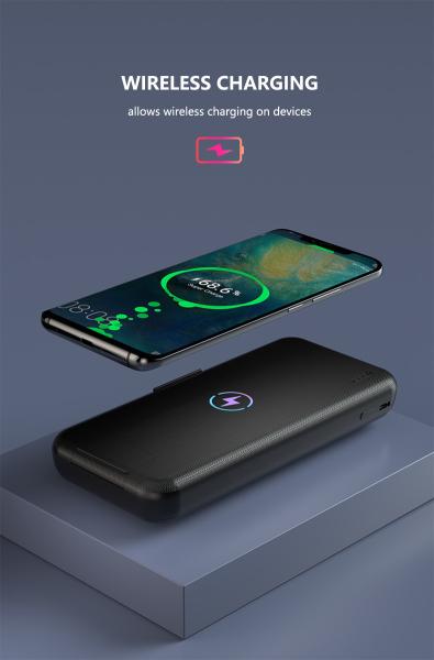 Fast Charging 18w PD Built In Cable  Wireless Solar Power Bank 10000mah
